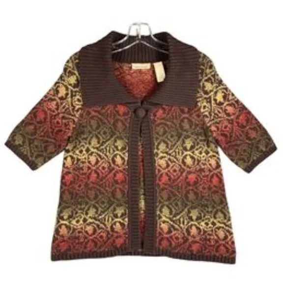 DKNY Jeans Brown Ombre Single Button Cardigan Sweater Shrug Mid Sleeve O… - Picture 1 of 4